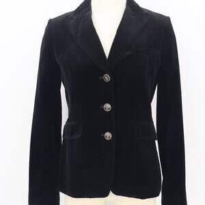 Academia Banana Republic Black Velvet Blazer with Gold Coat of Arms Buttons 4